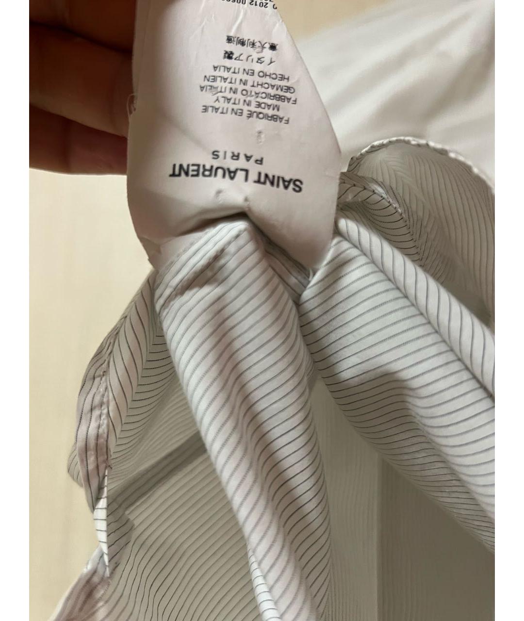 SAINT LAURENT Белая хлопковая рубашка, фото 7