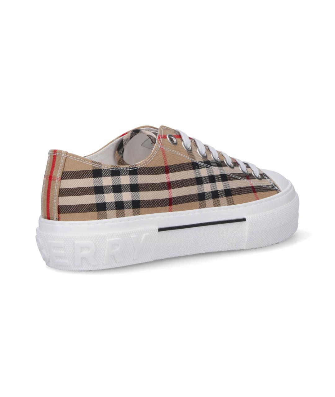 BURBERRY Бежевые текстильные низкие кроссовки / кеды, фото 4