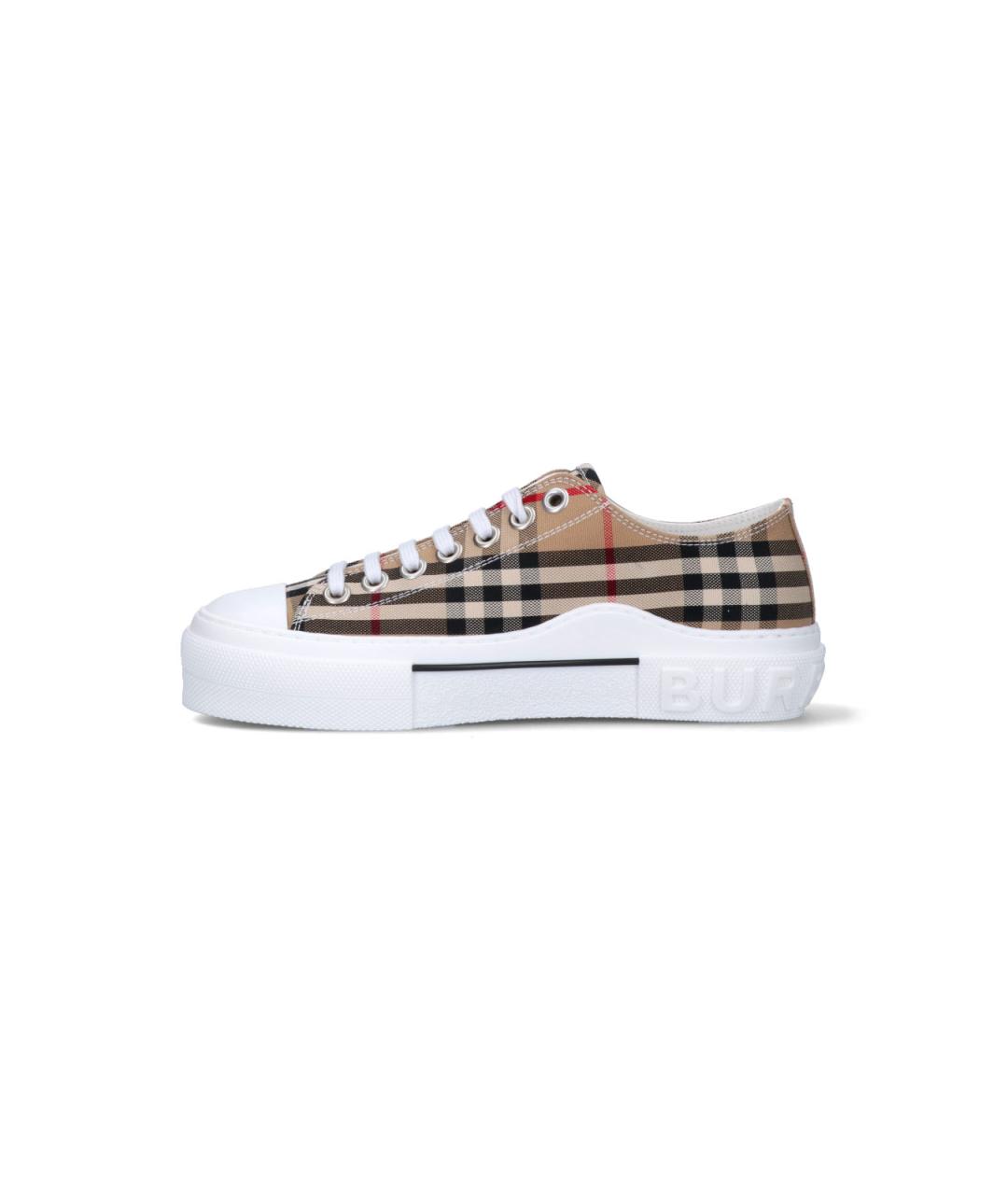 BURBERRY Бежевые текстильные низкие кроссовки / кеды, фото 3