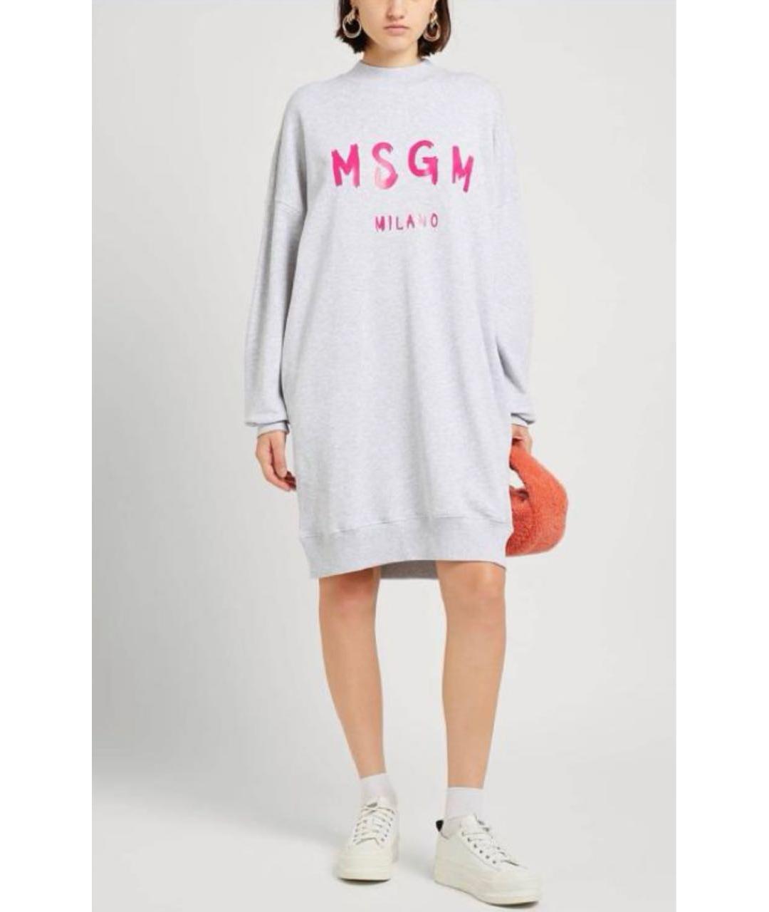 MSGM Серое хлопковое повседневное платье, фото 8