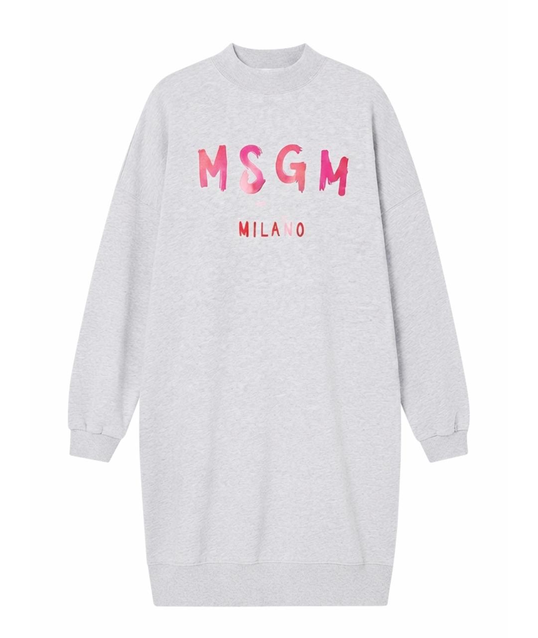 MSGM Серое хлопковое повседневное платье, фото 1