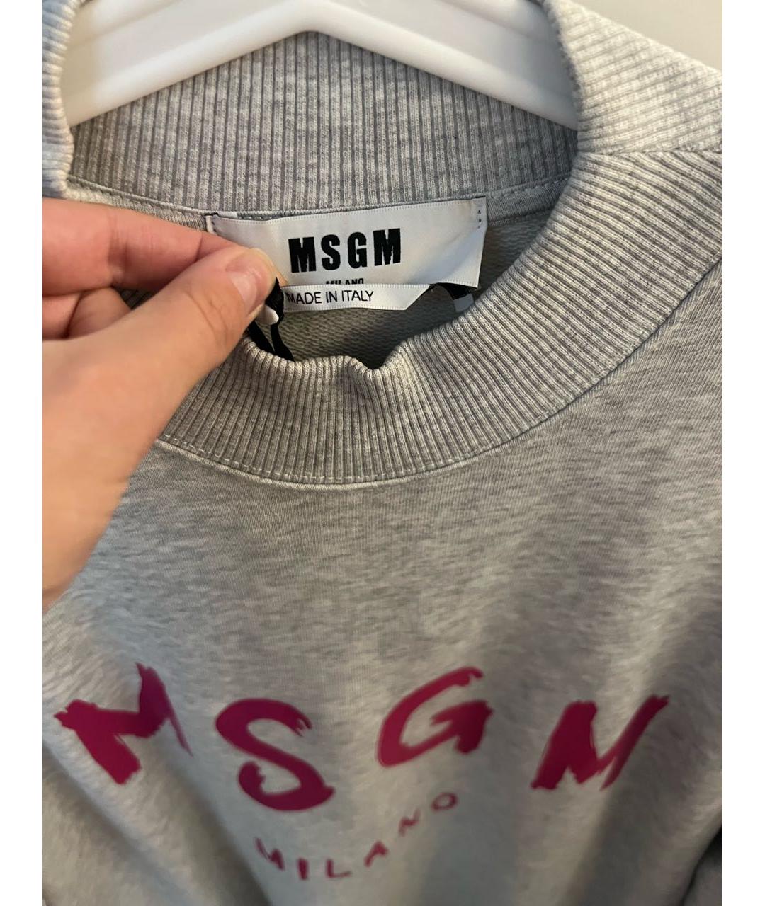MSGM Серое хлопковое повседневное платье, фото 4
