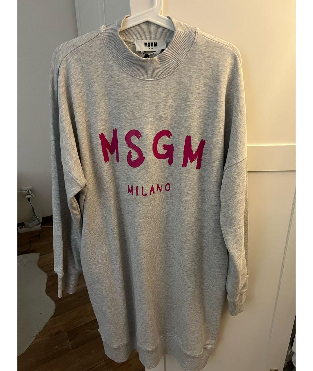 MSGM Серое хлопковое повседневное платье, фото 5