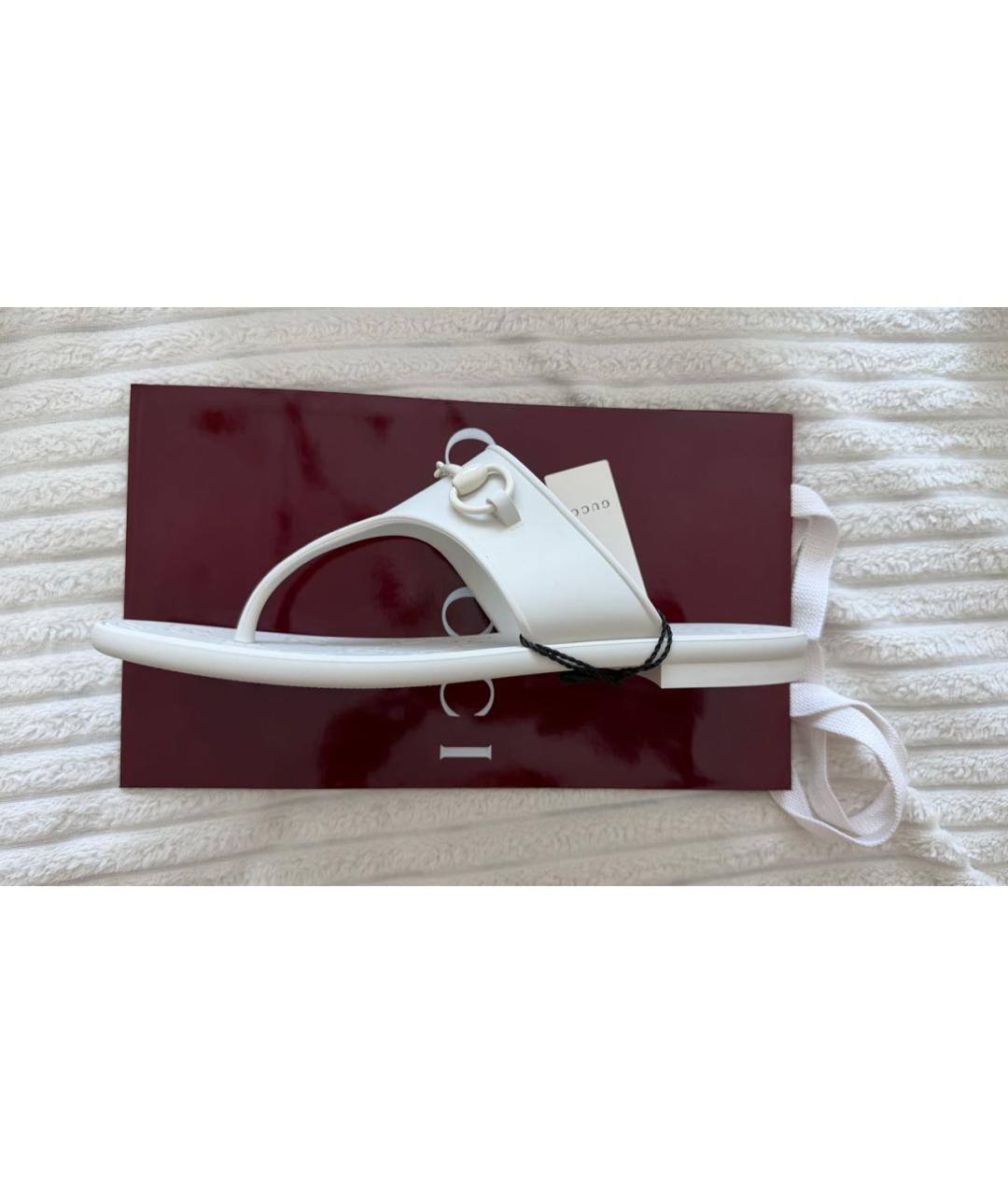 GUCCI Белые резиновые шлепанцы, фото 8