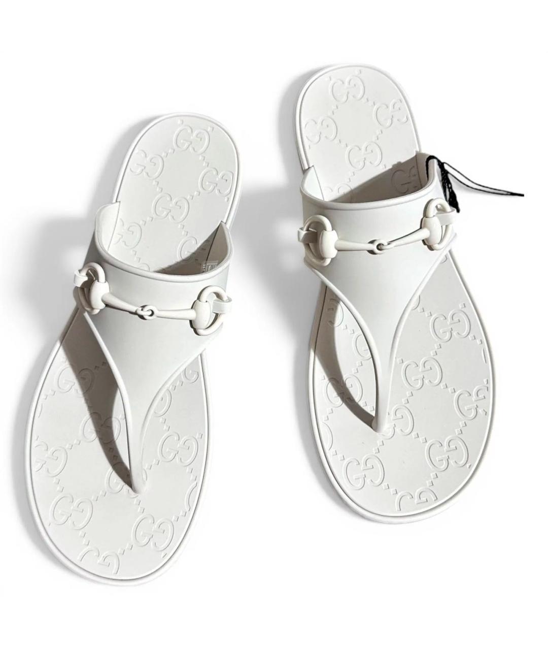 GUCCI Белые резиновые шлепанцы, фото 2