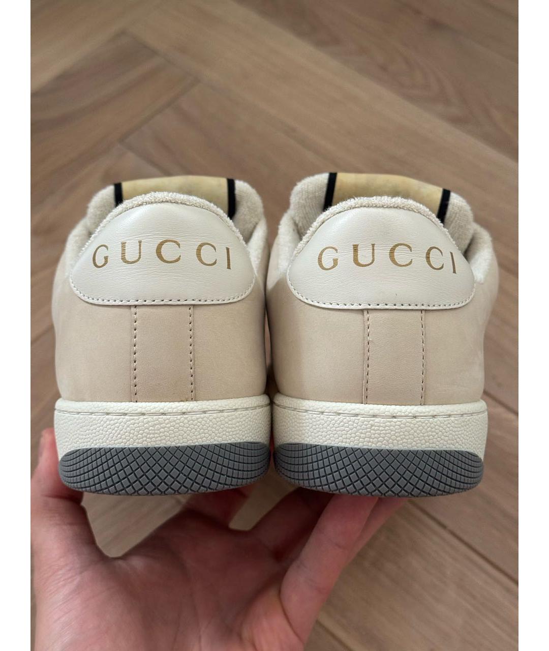 GUCCI Бежевые кожаные кеды, фото 4
