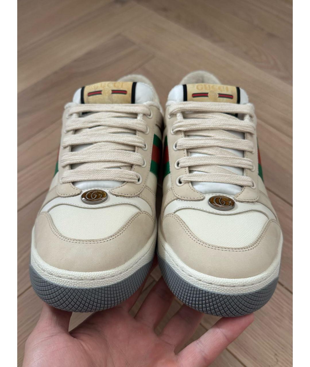 GUCCI Бежевые кожаные кеды, фото 2