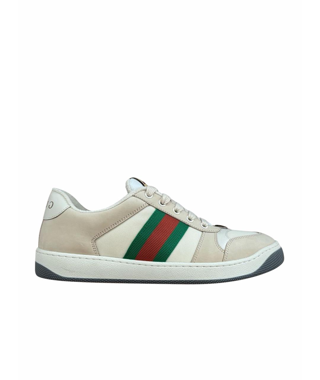GUCCI Бежевые кожаные кеды, фото 10