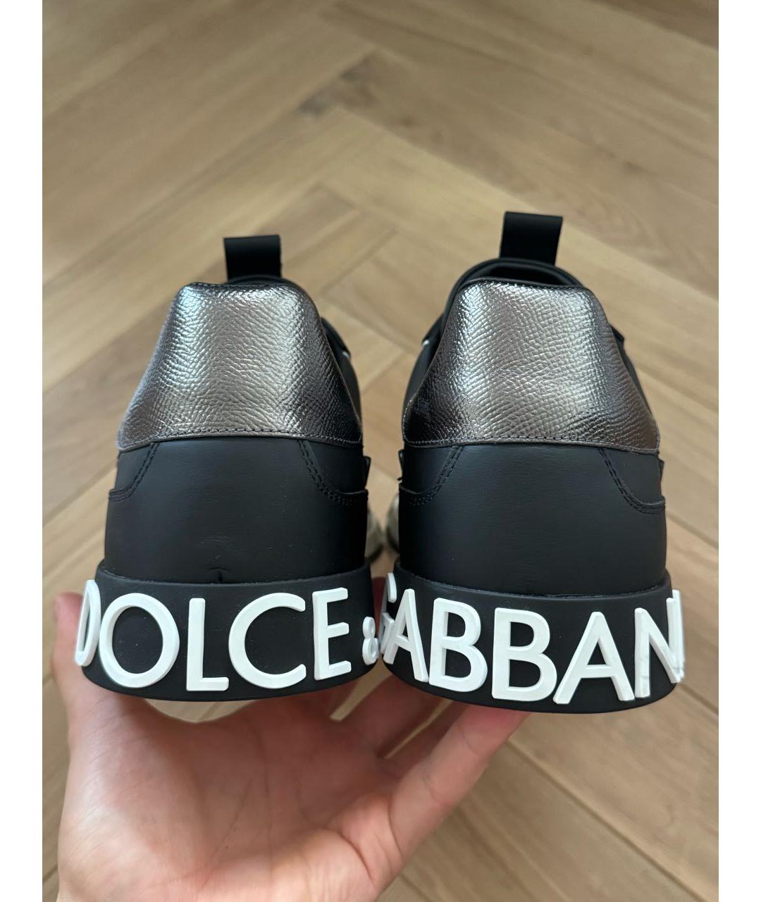 DOLCE&GABBANA Черные кожаные низкие кроссовки / кеды, фото 4