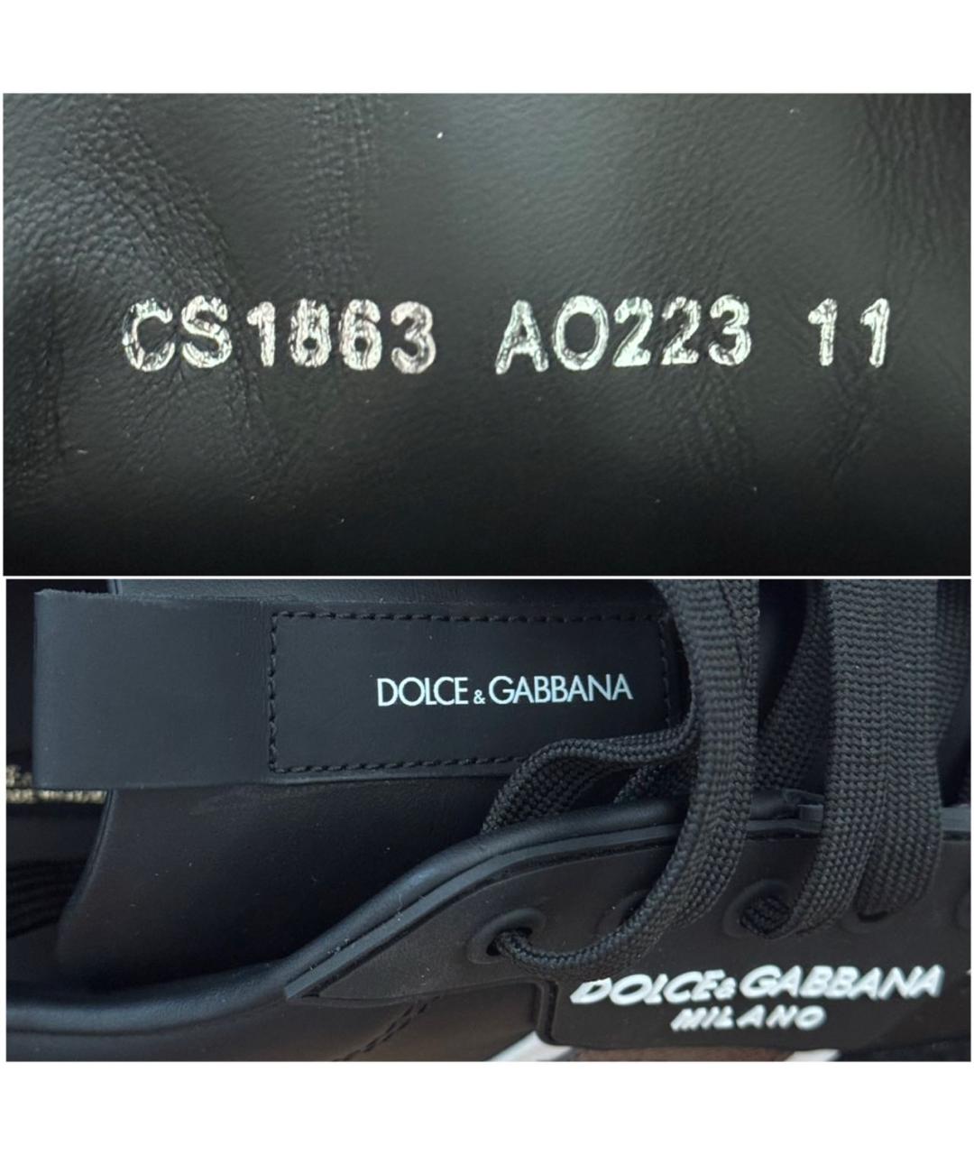 DOLCE&GABBANA Черные кожаные низкие кроссовки / кеды, фото 7