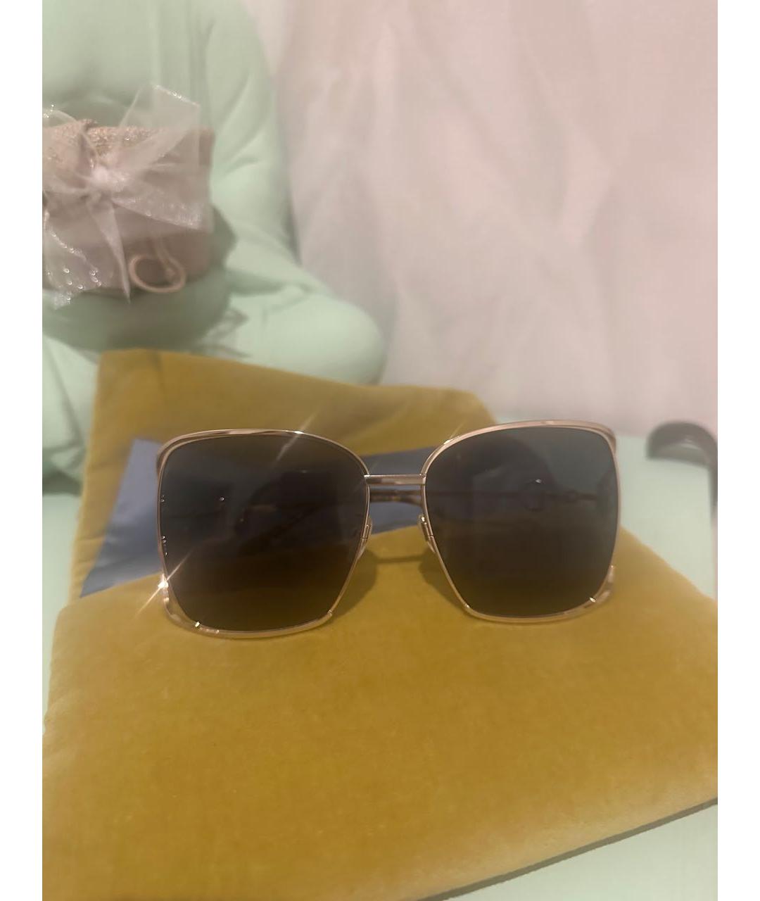 GUCCI Золотые металлические солнцезащитные очки, фото 5