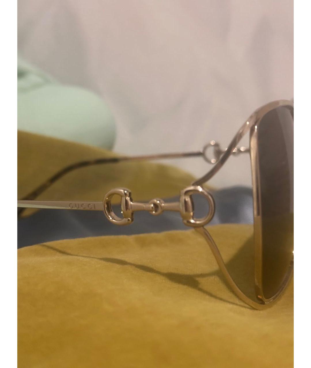 GUCCI Золотые металлические солнцезащитные очки, фото 3