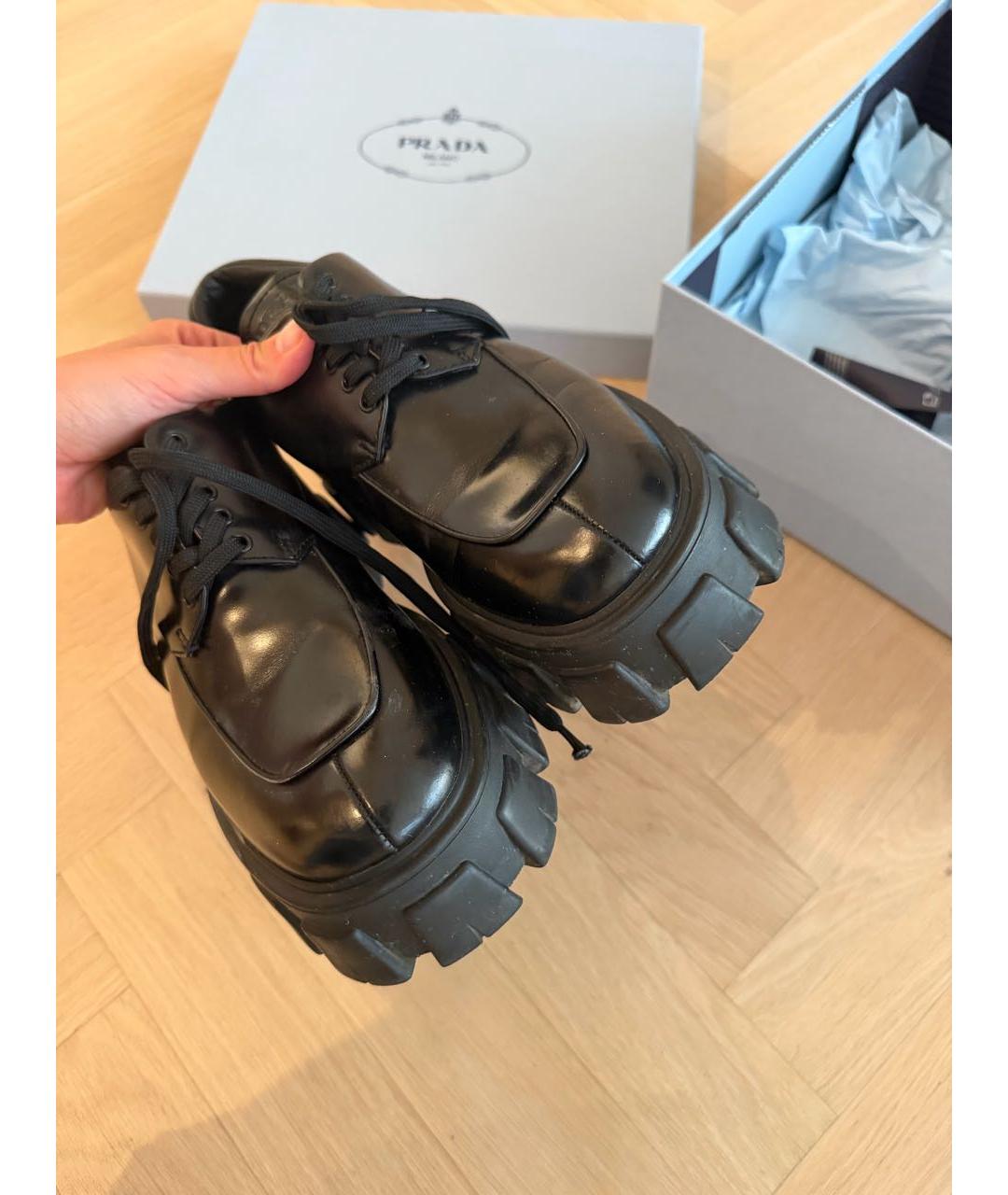 PRADA Черные кожаные брогги и оксфорды, фото 3