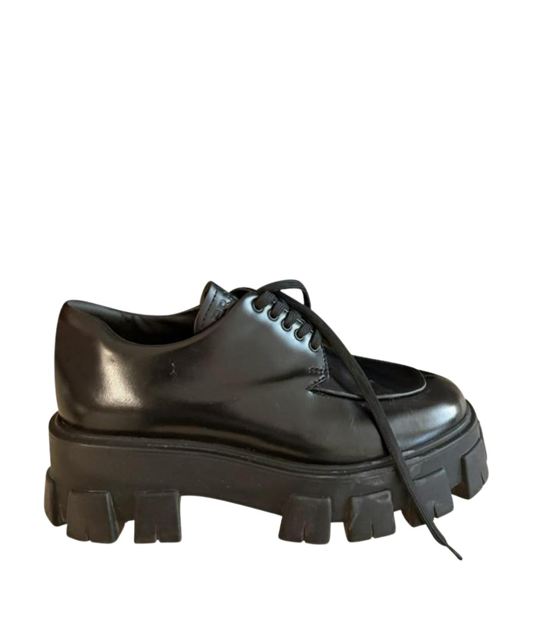 PRADA Черные кожаные брогги и оксфорды, фото 1