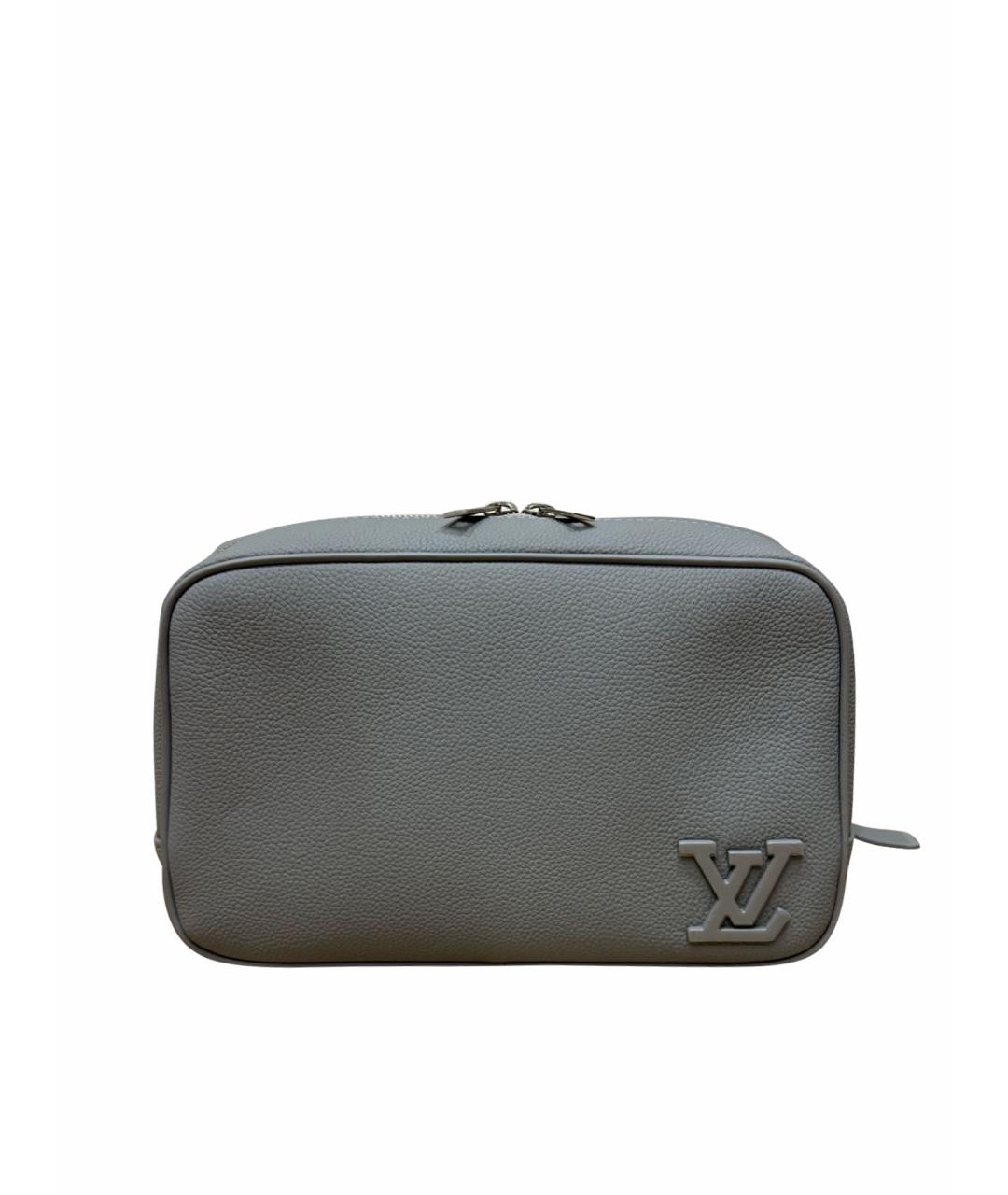 LOUIS VUITTON Серая кожаная косметичка, фото 9