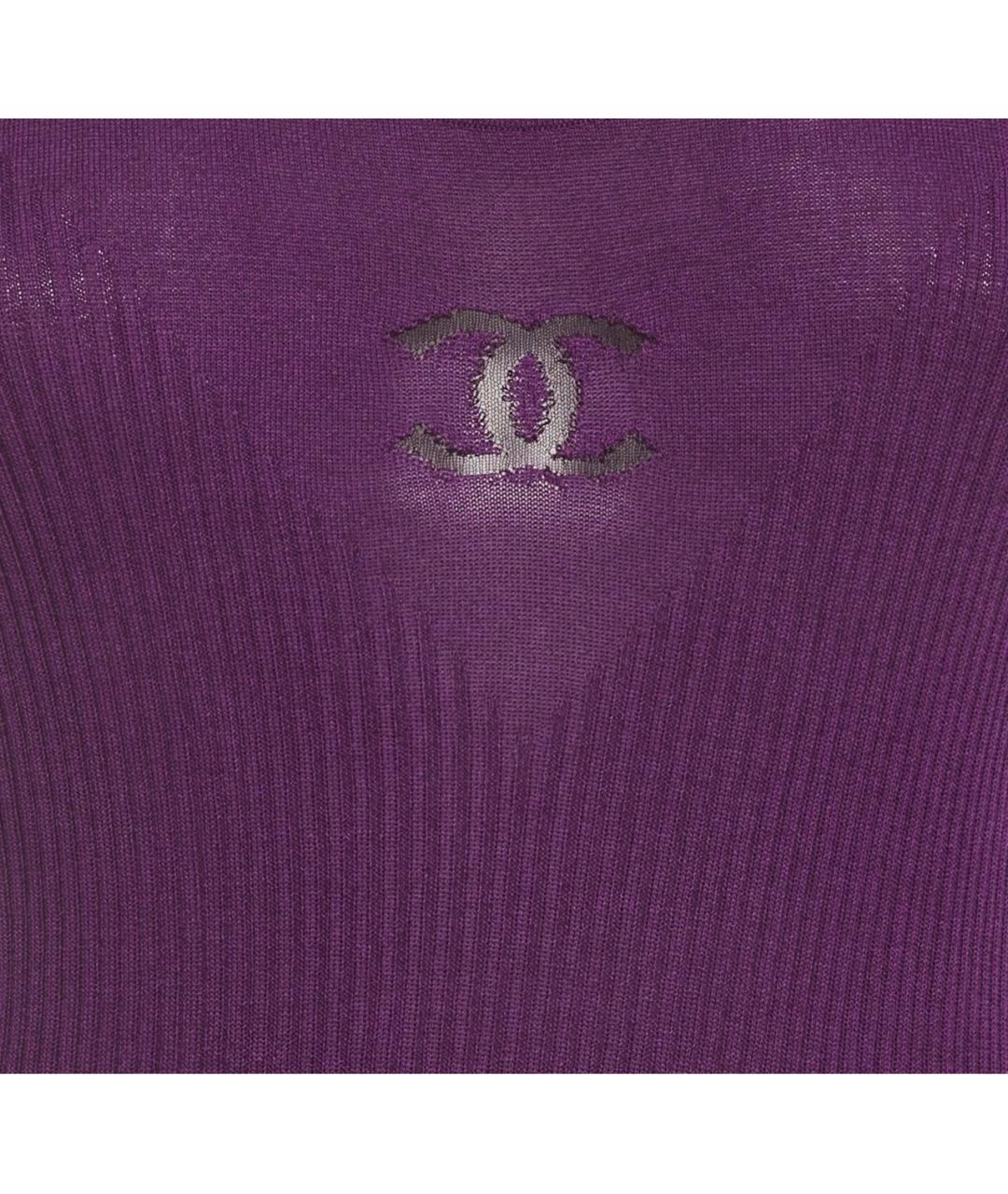 CHANEL Фиолетовое хлопковое повседневное платье, фото 4