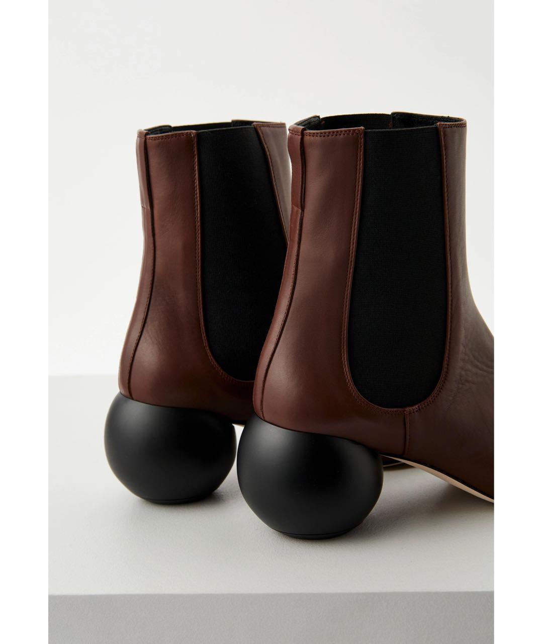 WEEKEND MAX MARA Коричневые кожаные ботильоны, фото 3