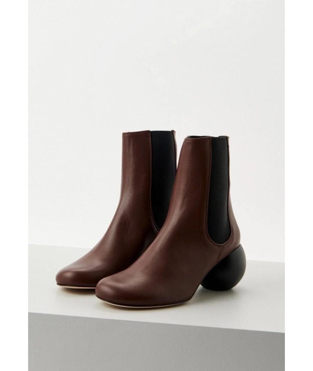 WEEKEND MAX MARA Коричневые кожаные ботильоны, фото 2