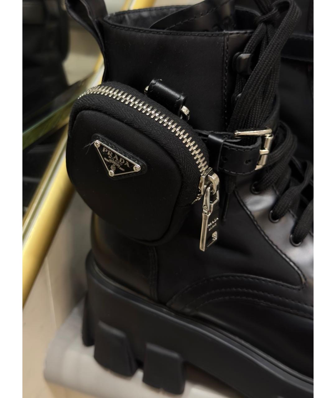 PRADA Черные кожаные ботинки, фото 4