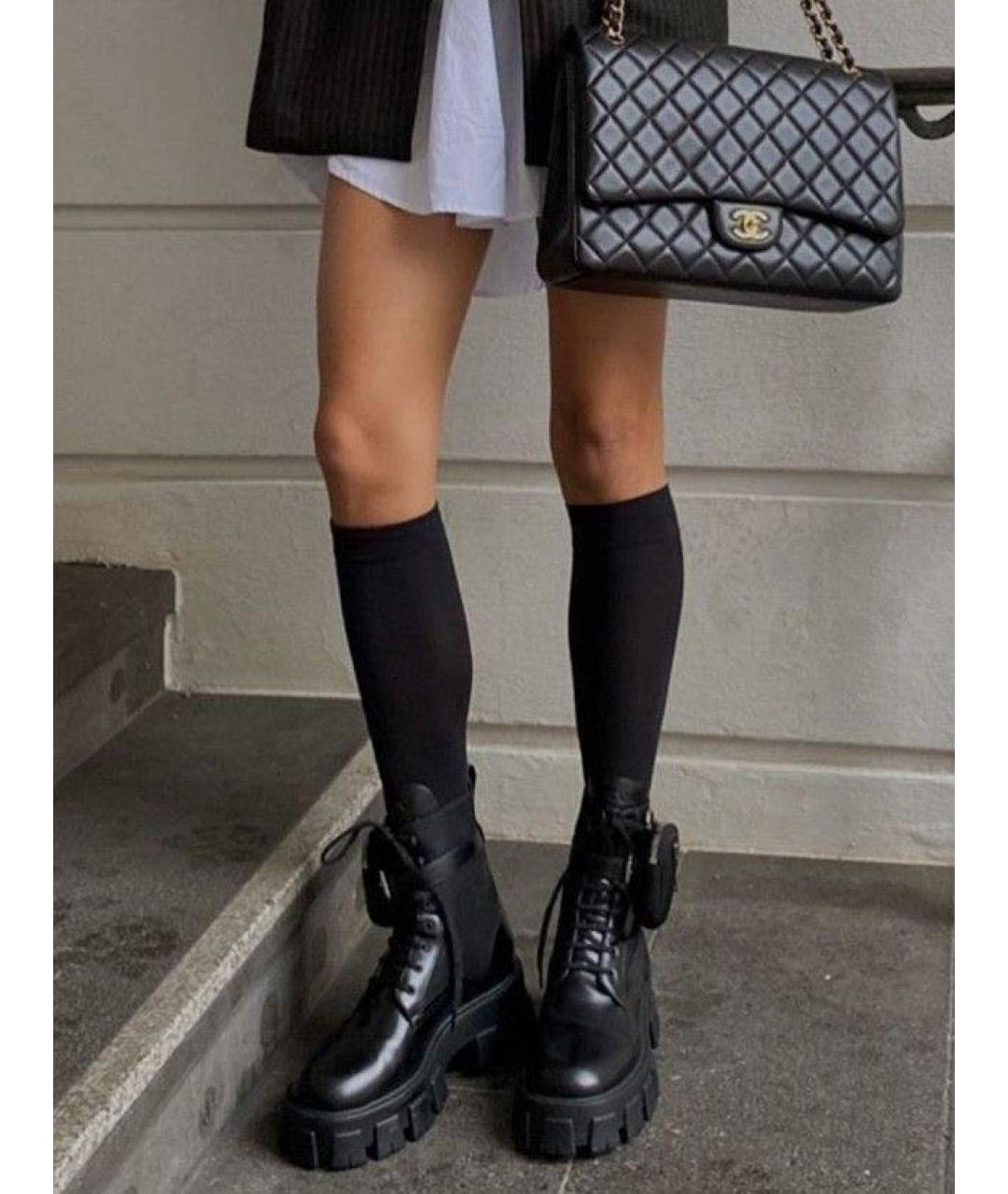 PRADA Черные кожаные ботинки, фото 2