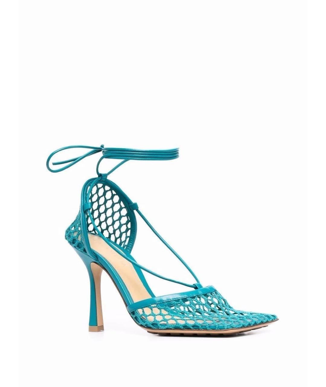 BOTTEGA VENETA Бирюзовые кожаные босоножки, фото 4