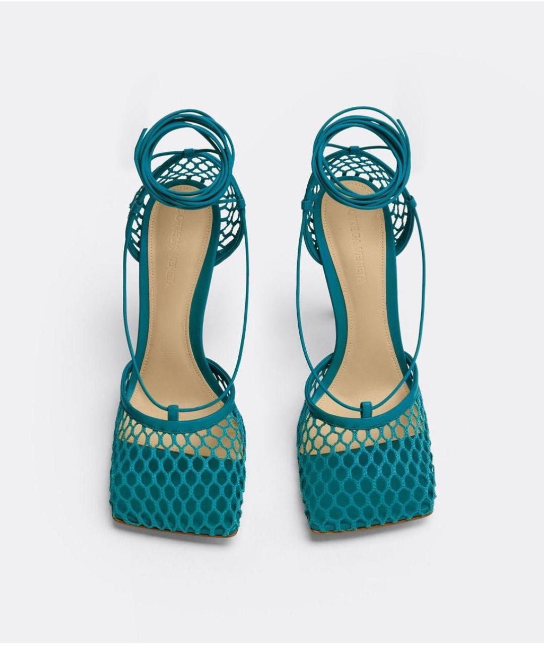 BOTTEGA VENETA Бирюзовые кожаные босоножки, фото 2