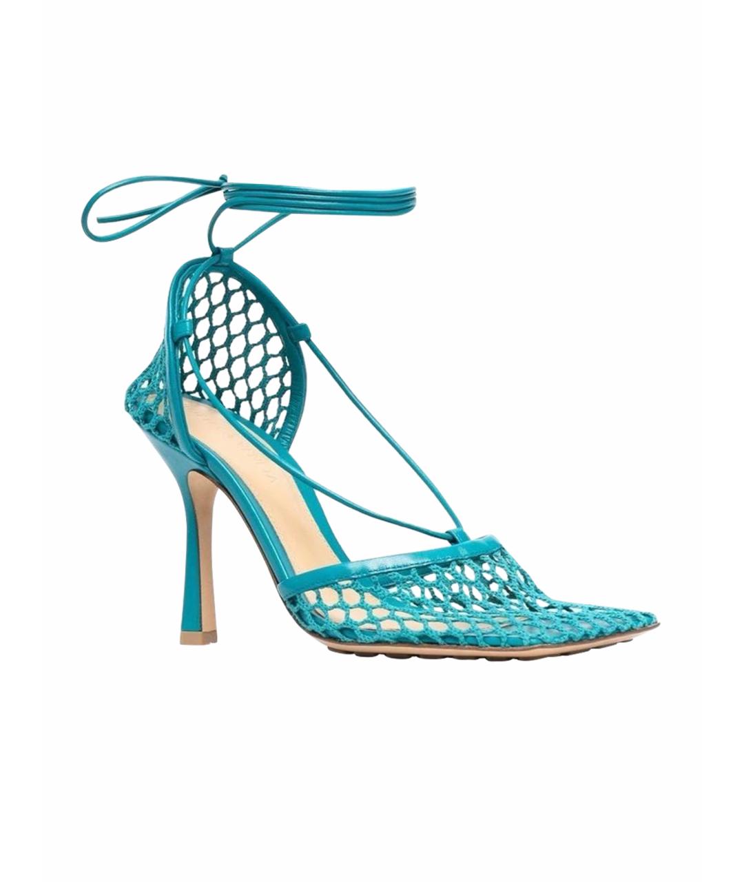 BOTTEGA VENETA Бирюзовые кожаные босоножки, фото 1