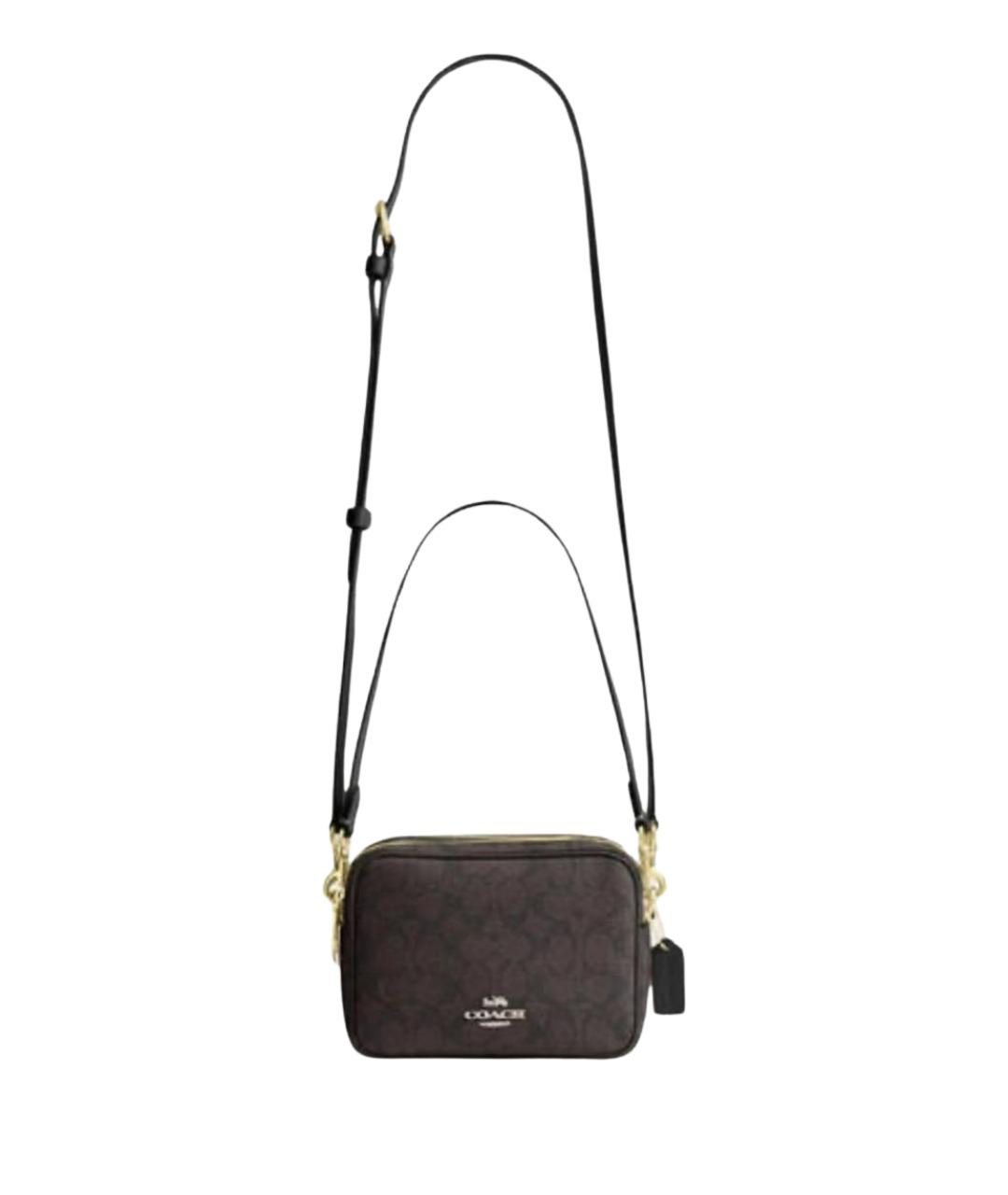 COACH Коричневая сумка через плечо из канвы, фото 1