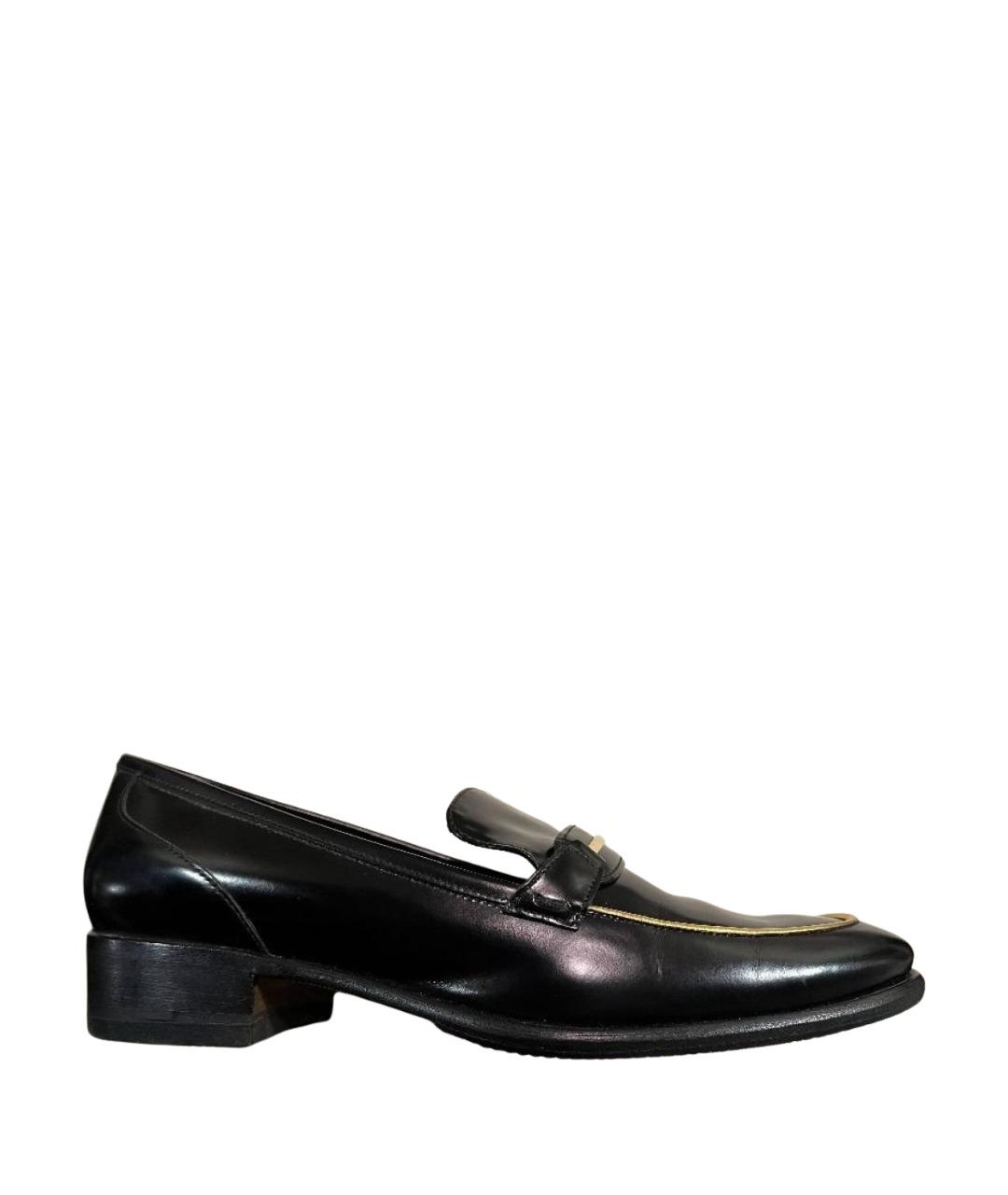 FERRAGAMO Черные кожаные лоферы, фото 1