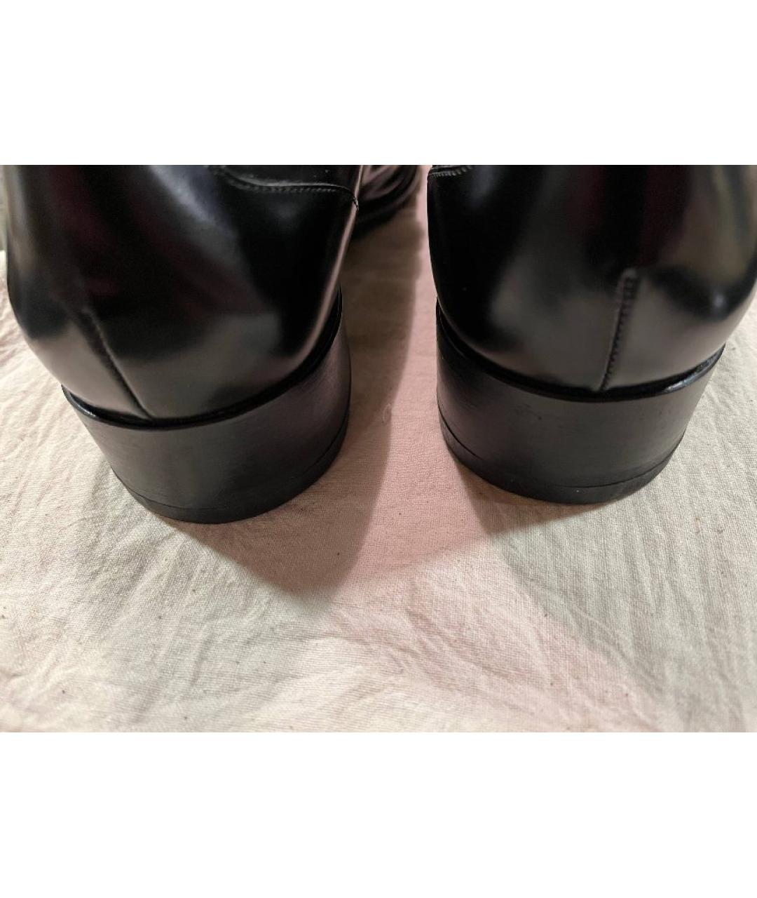FERRAGAMO Черные кожаные лоферы, фото 4