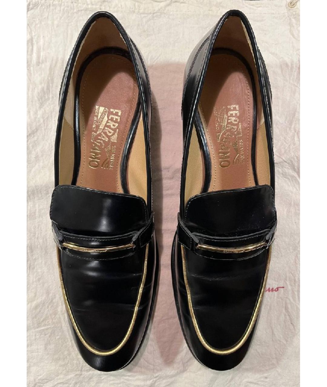 FERRAGAMO Черные кожаные лоферы, фото 2