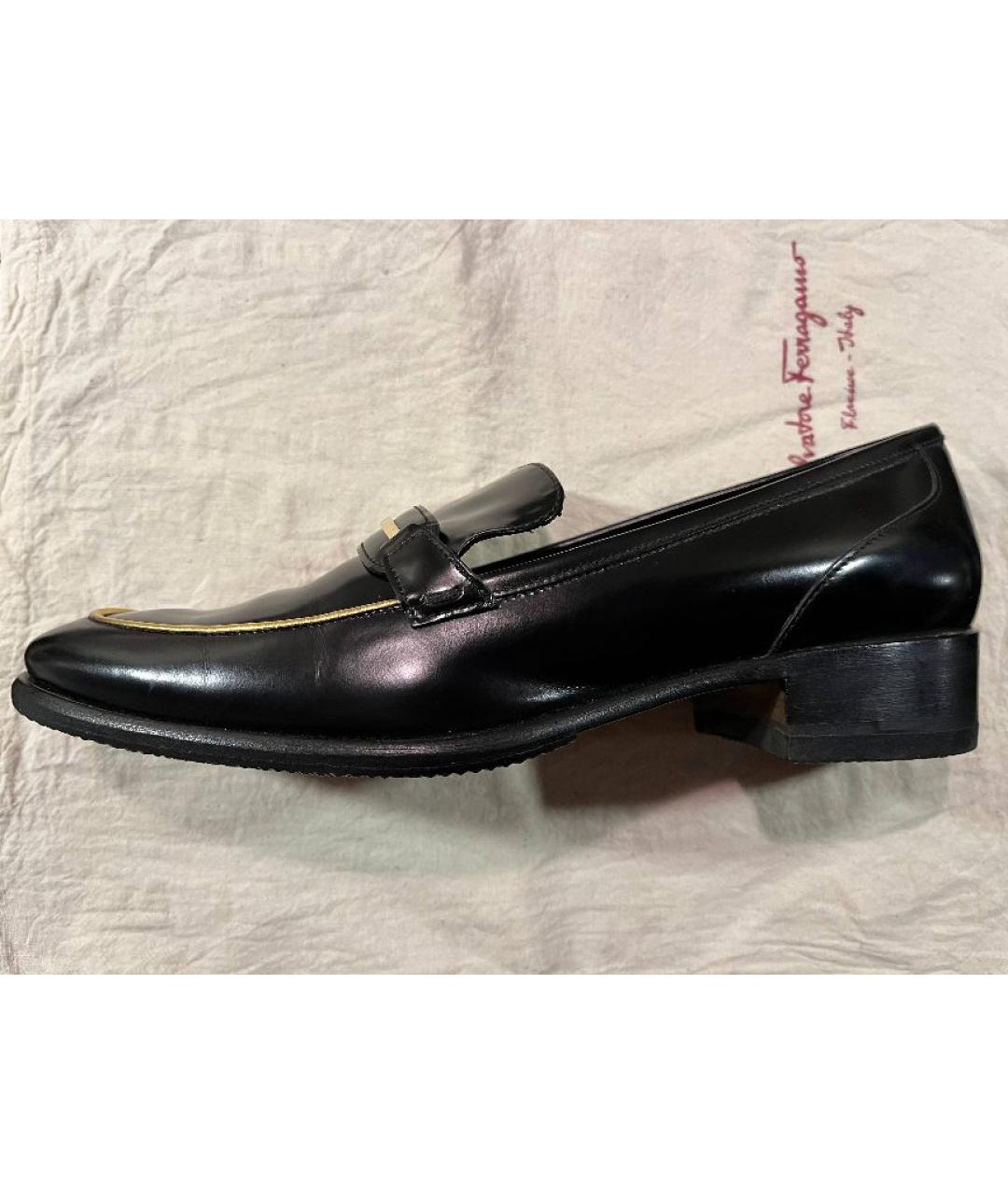 FERRAGAMO Черные кожаные лоферы, фото 6