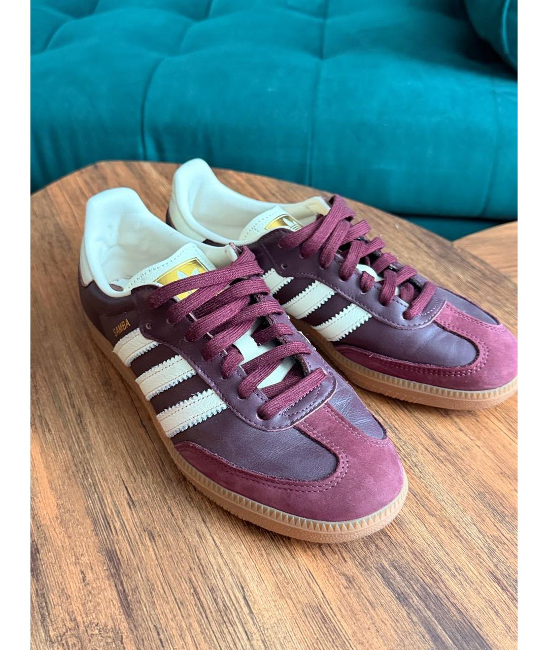 ADIDAS Бордовые кожаные кеды, фото 6