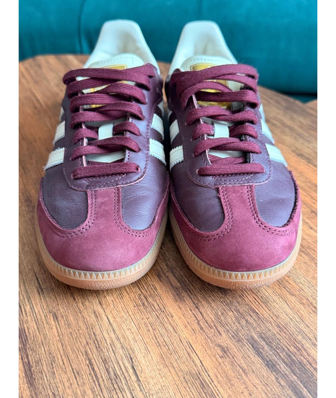 ADIDAS Бордовые кожаные кеды, фото 2