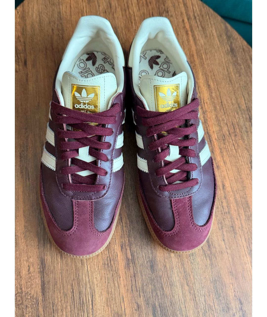 ADIDAS Бордовые кожаные кеды, фото 5