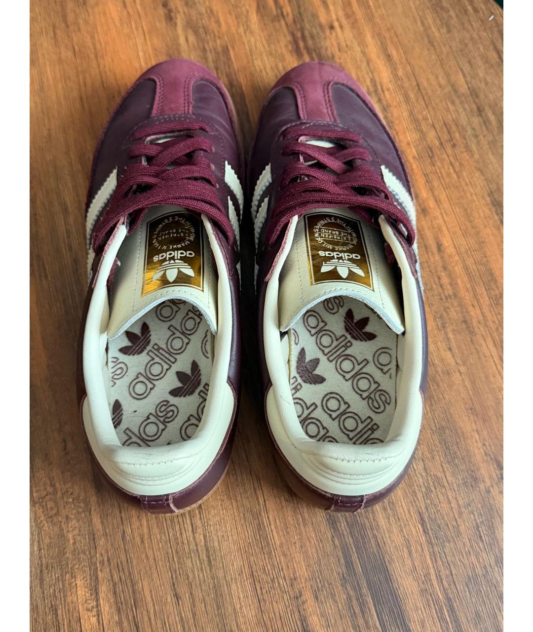 ADIDAS Бордовые кожаные кеды, фото 3