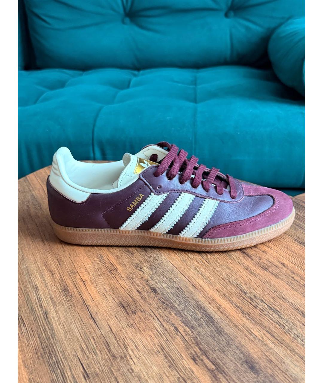 ADIDAS Бордовые кожаные кеды, фото 9