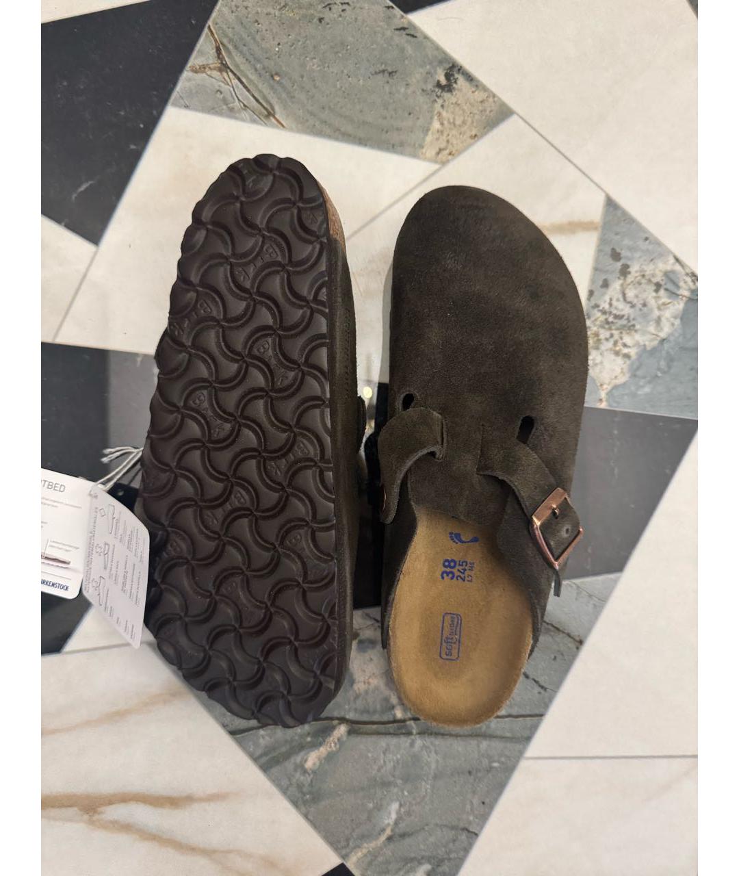 BIRKENSTOCK Коричневые замшевые сабо, фото 3