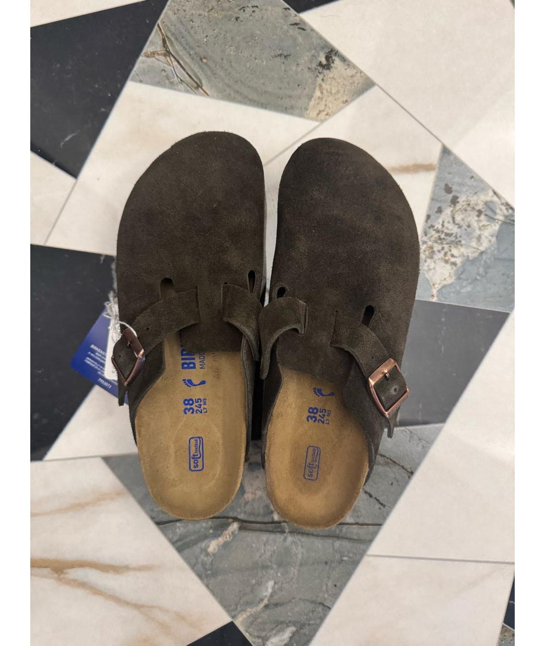 BIRKENSTOCK Коричневые замшевые сабо, фото 2