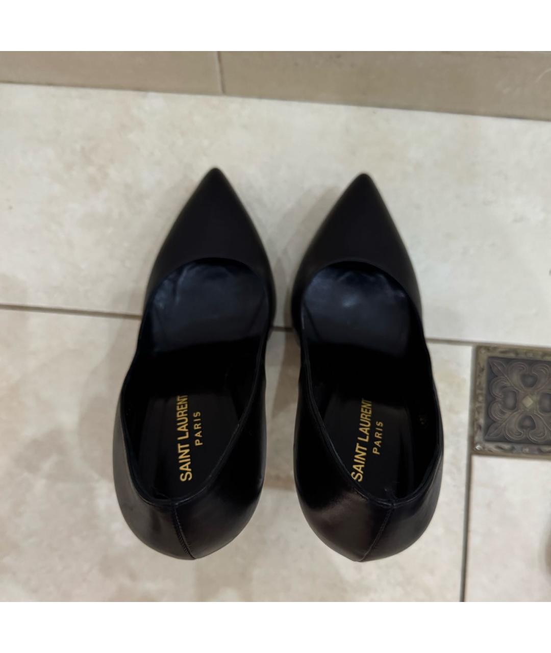 SAINT LAURENT Черные кожаные туфли, фото 3