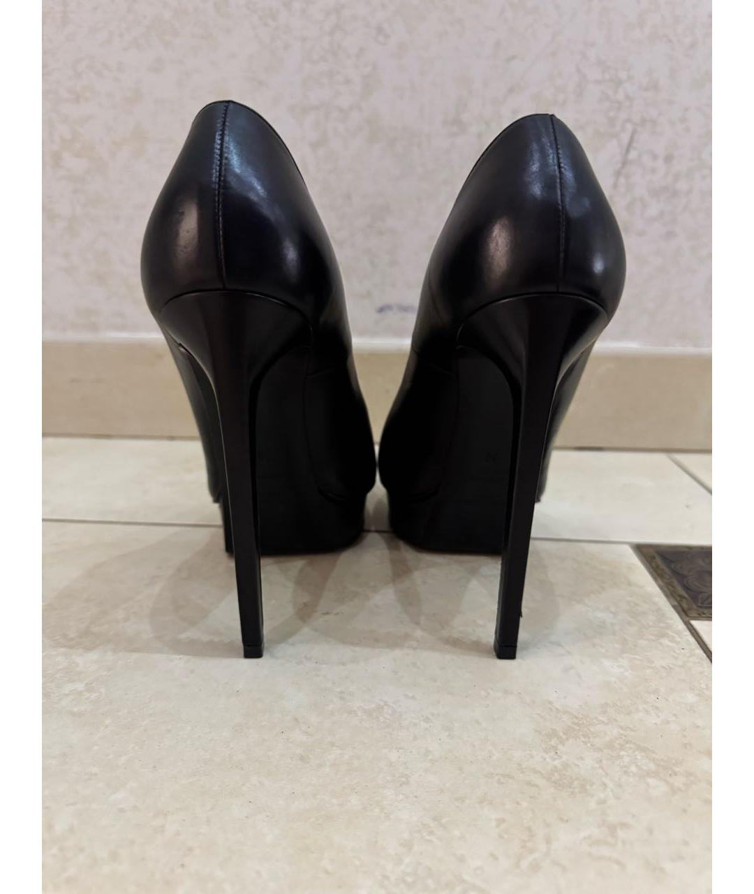 SAINT LAURENT Черные кожаные туфли, фото 4