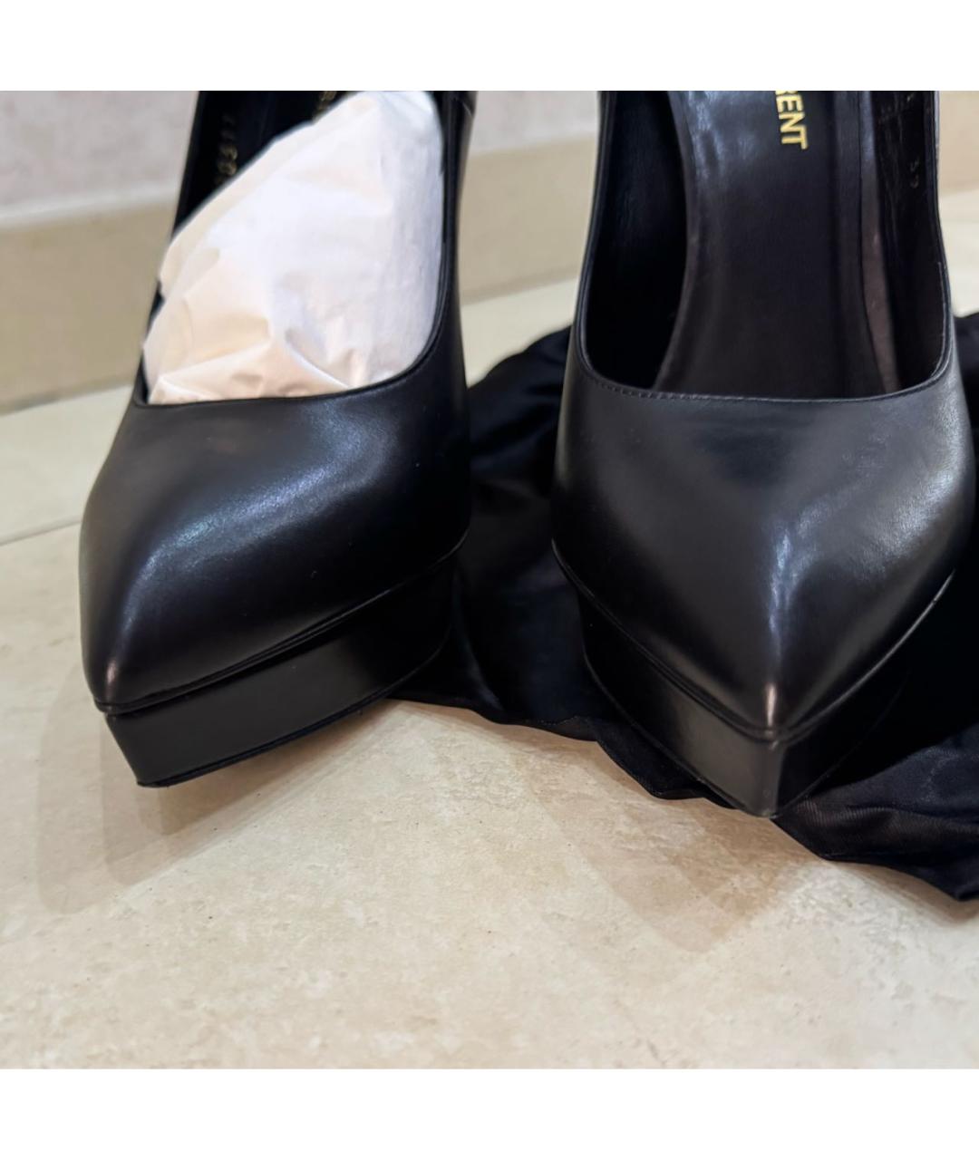 SAINT LAURENT Черные кожаные туфли, фото 7