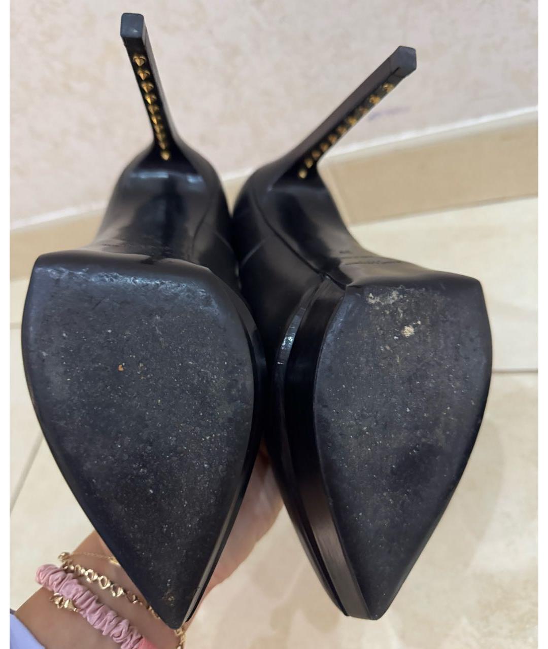 SAINT LAURENT Черные кожаные туфли, фото 6