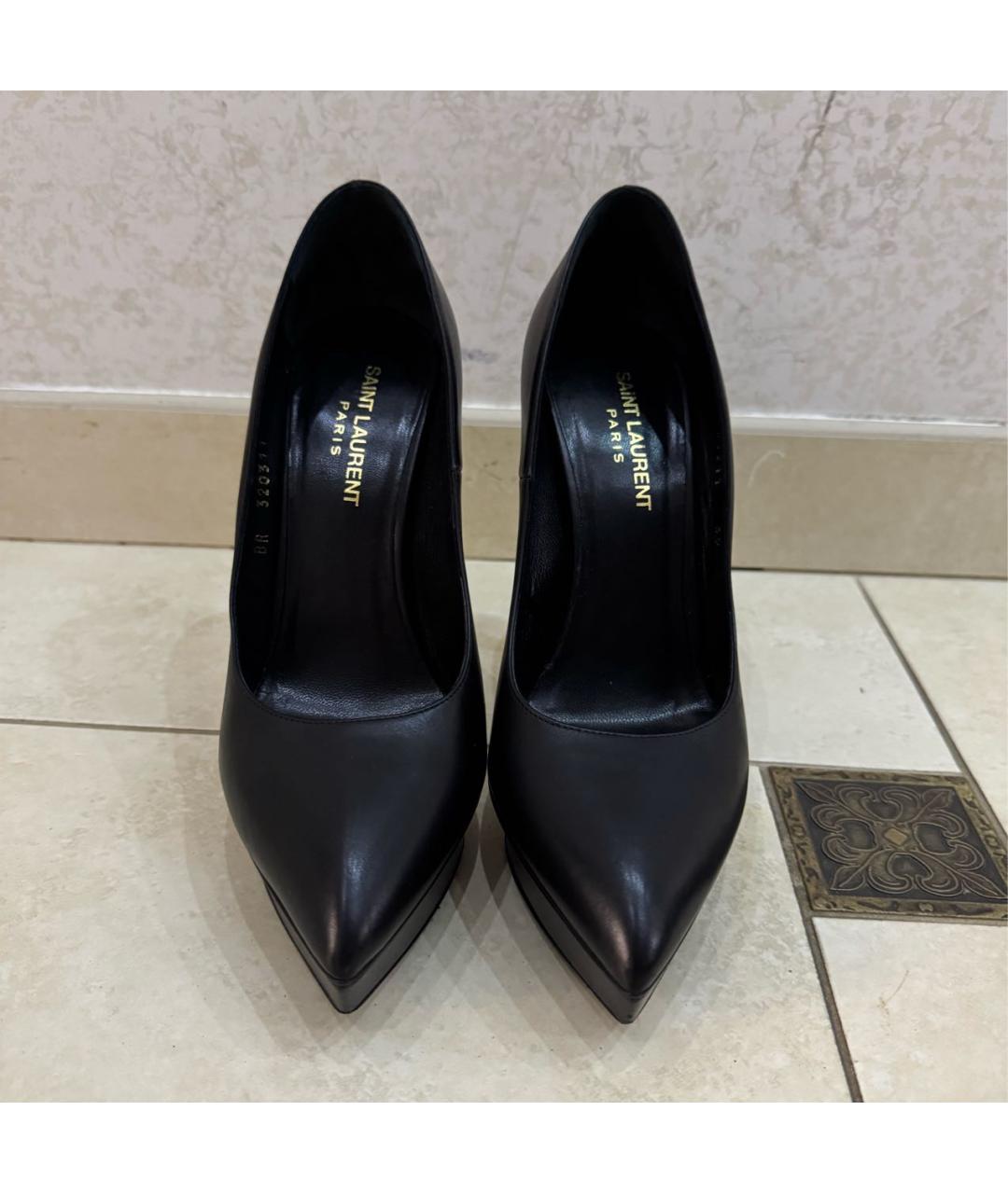 SAINT LAURENT Черные кожаные туфли, фото 2