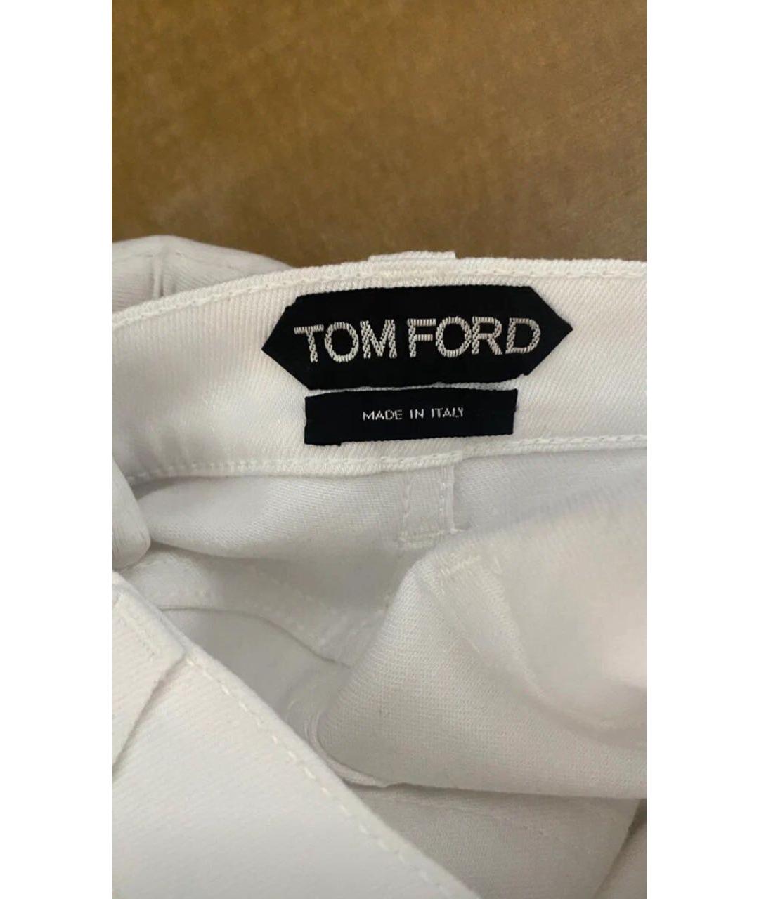 TOM FORD Белые хлопко-эластановые джинсы слим, фото 3