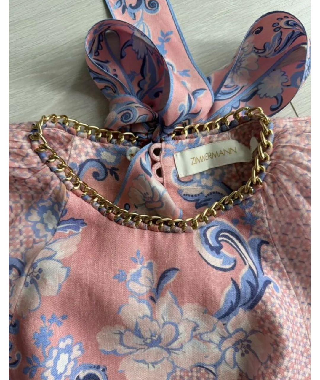 ZIMMERMANN Коралловое шифоновое повседневное платье, фото 5