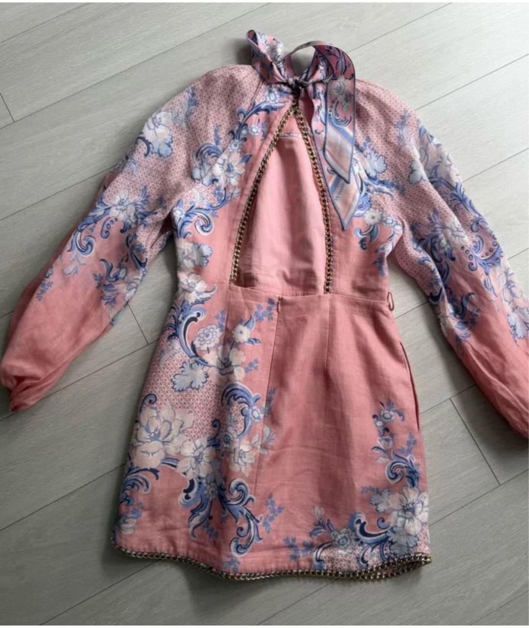 ZIMMERMANN Коралловое шифоновое повседневное платье, фото 2