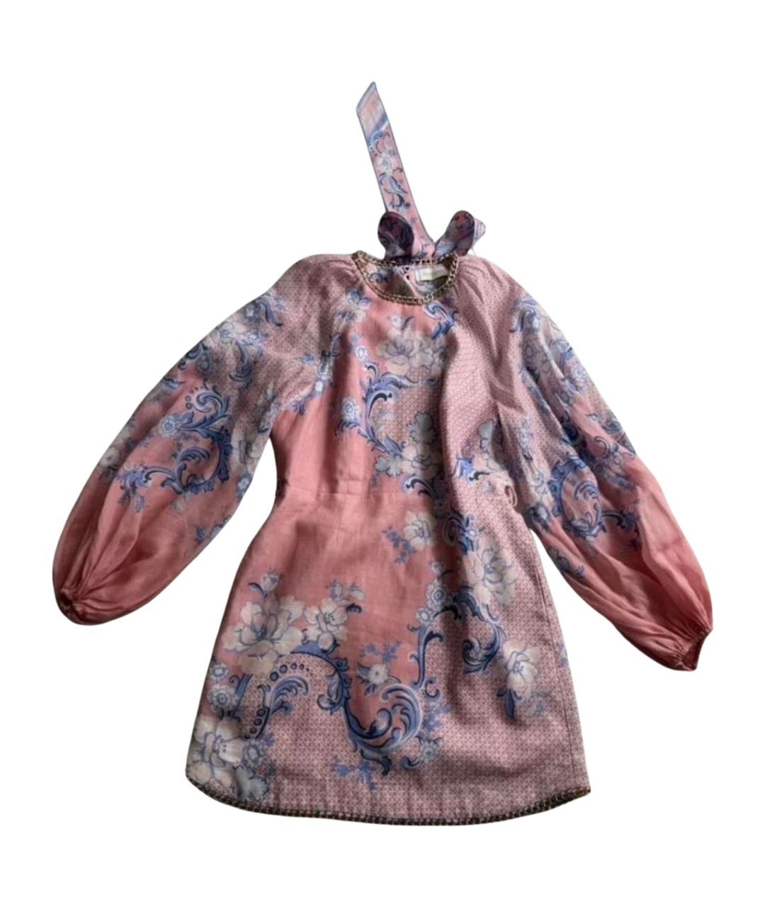 ZIMMERMANN Коралловое шифоновое повседневное платье, фото 1