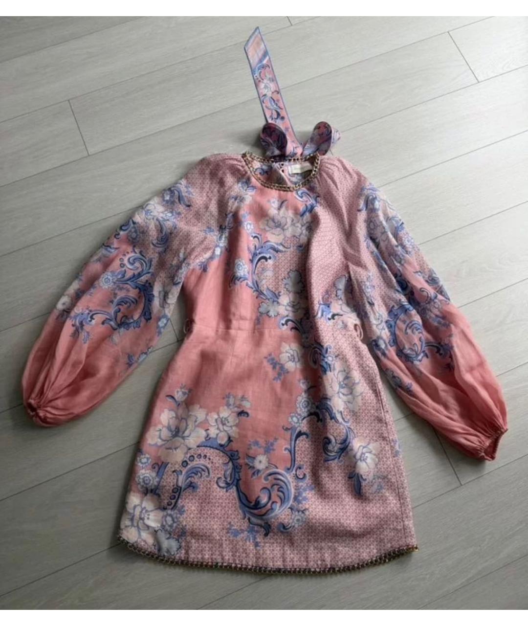 ZIMMERMANN Коралловое шифоновое повседневное платье, фото 7