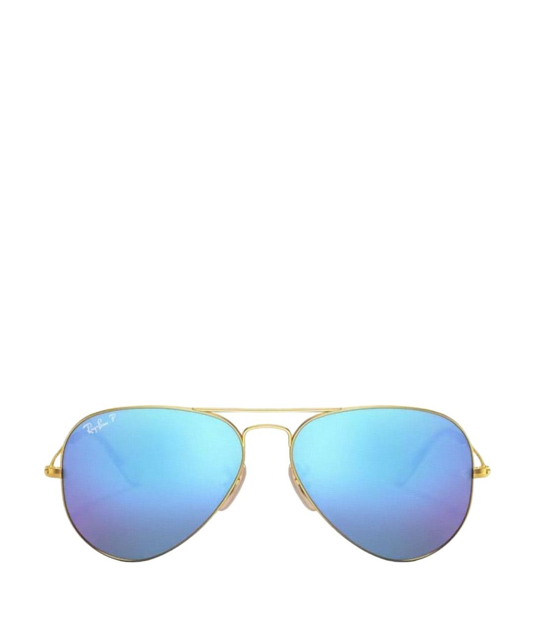 RAY BAN Золотые металлические солнцезащитные очки, фото 1